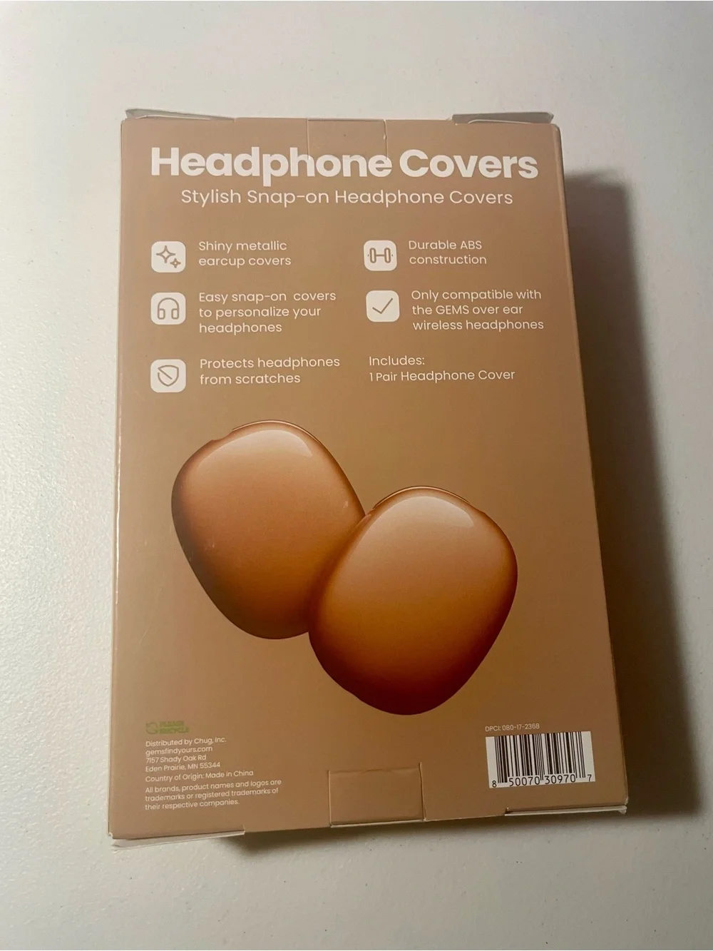 GEMS Metallic Gold Snap-On Headphone Covers NIB Fits GEMS Over Ear Wireless